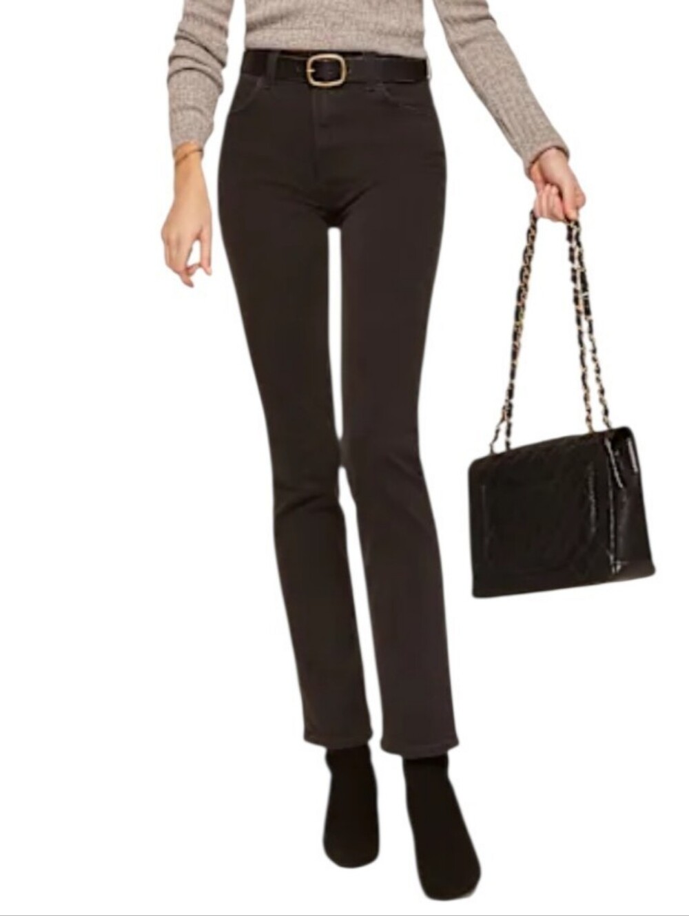 Reformation Liza Ultra High-Rise Jeans Size 25 Black Straight Leg Organic Cotton